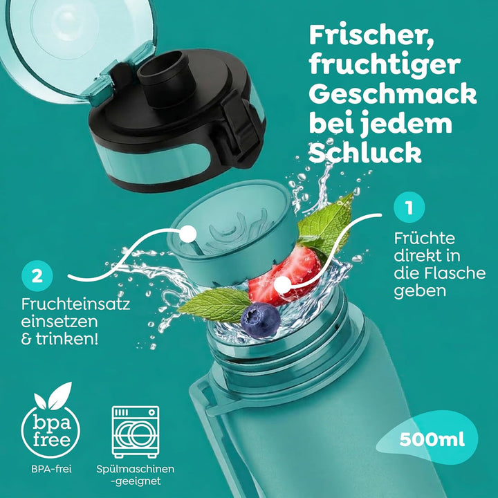 Sweety Fox - Kinder-Trinkflasche Kohlensäure Geeignet 500ml - Grün | Trinkflasche Sport 100% Auslauf