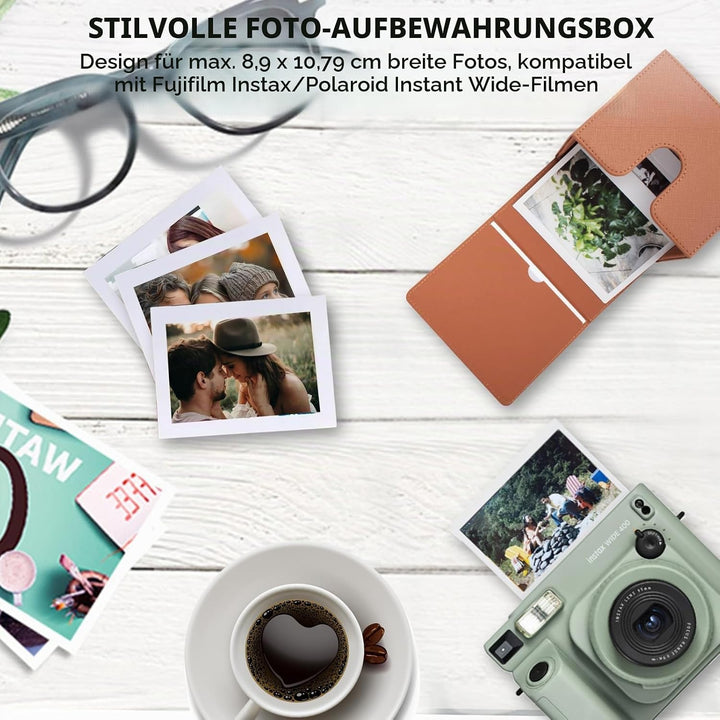 Foto-Aufbewahrungsbox für Instax Wide/Polaroid Now+/I-Type/OneStep2 Sofortbildfilm, 3,5 x 4,25” Foto