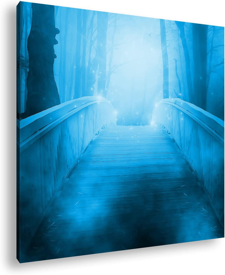 deyoli vernebelte Brücke ins Licht Format: 60x60 Effekt: Monocrome Blau als Leinwandbild, Motiv fert