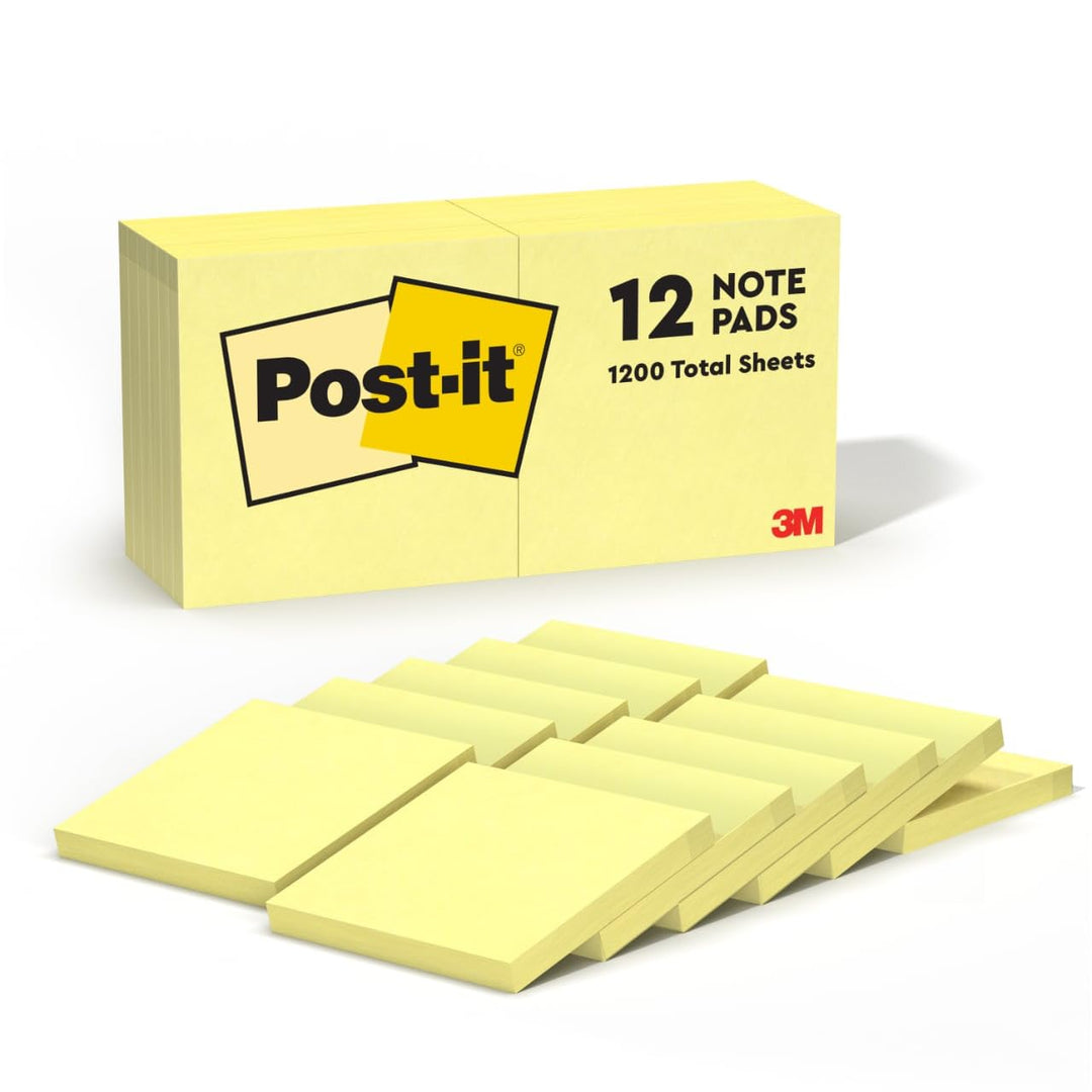 Original Notes, 3 x 3, Canary Yellow, 12 100-Sheet Pads/Pack 12 Pads 7,6 x 7,6 gelb, 12 Pads 7,6 x 7