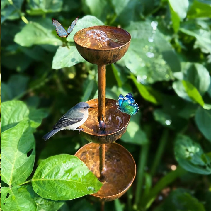 Regenfänger Gartenstecker Rost, Insektentränke Garten, Metall Gartendeko für Draussen, Gartenstecker