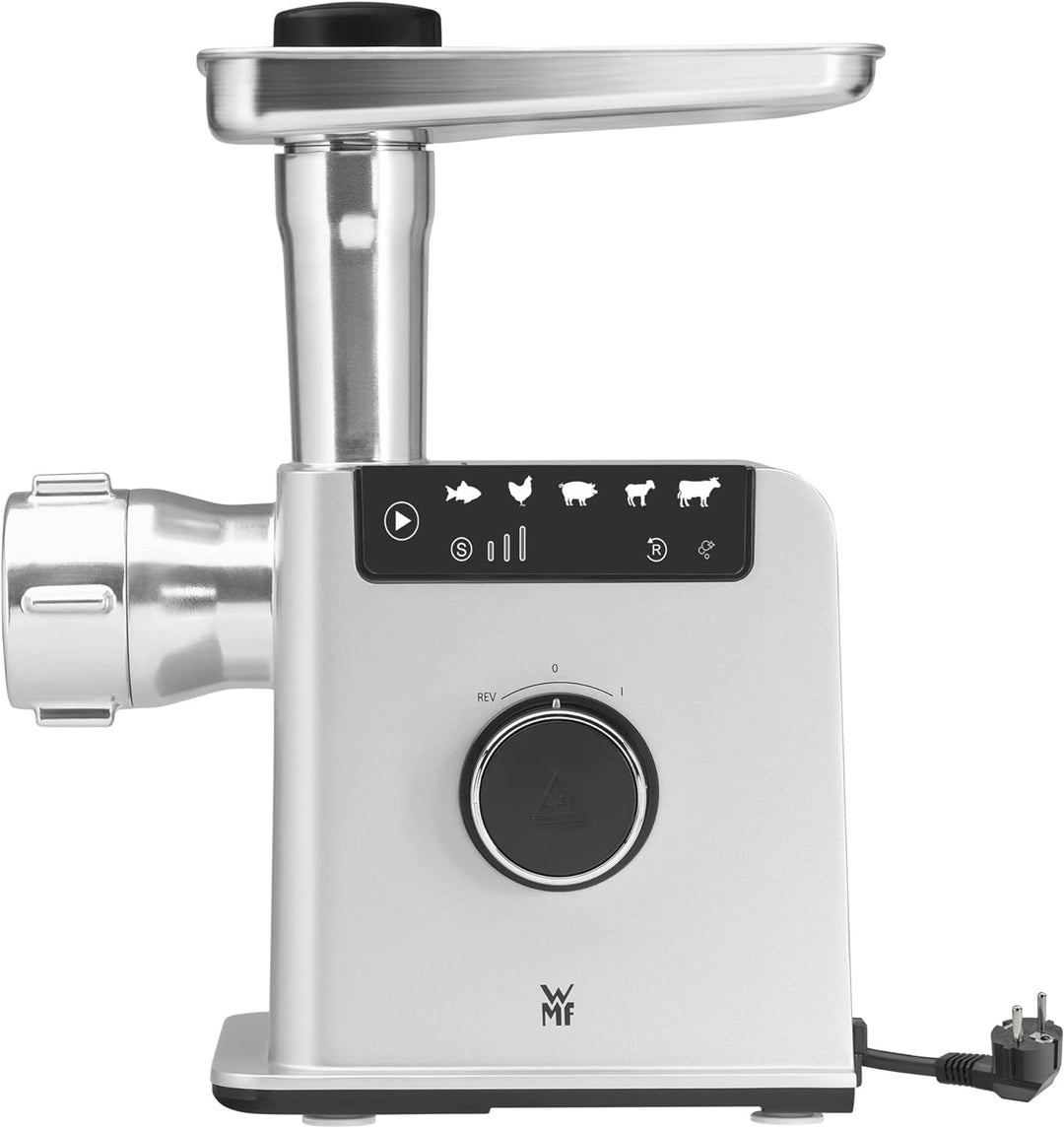 WMF Profi Plus Fleischwolf elektrisch, Wurstfüllmaschine, Rücklauf, 3 Lochscheiben, Kebbe- und Sprit