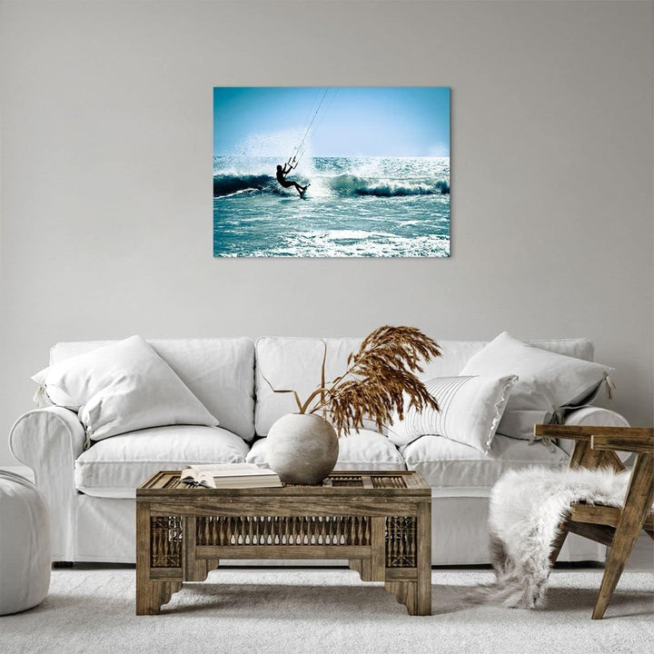 Bilder auf Leinwand Drachen-Surfen Wasser Ozean Leinwandbild 70x50cm Wandbilder Dekoration Wohnzimme