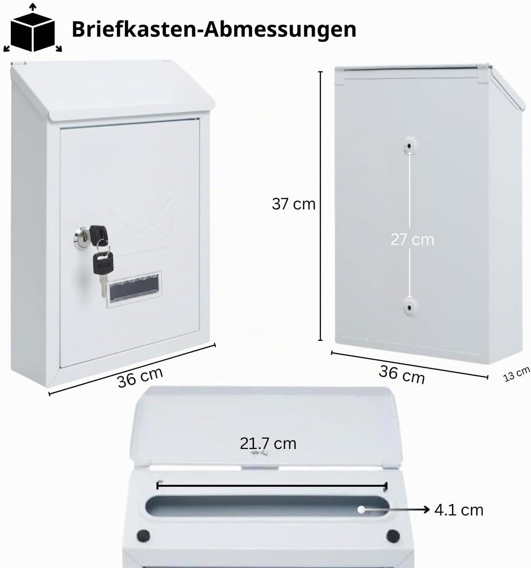 Assorted Collections Wandbriefkasten, abschliessbarer Briefkasten mit 2 Schlüsseln, wetterfester Bri