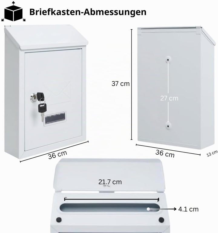 Assorted Collections Wandbriefkasten, abschliessbarer Briefkasten mit 2 Schlüsseln, wetterfester Bri