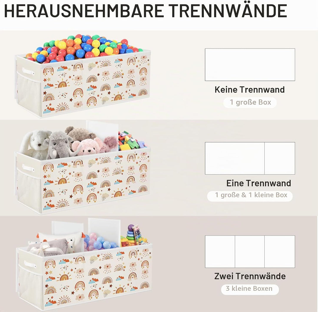 Spielzeugkiste Aufbewahrungsbox mit Deckel Kinder 96 x 32 x 40 cm, Faltbare und Platzsparend für Kin
