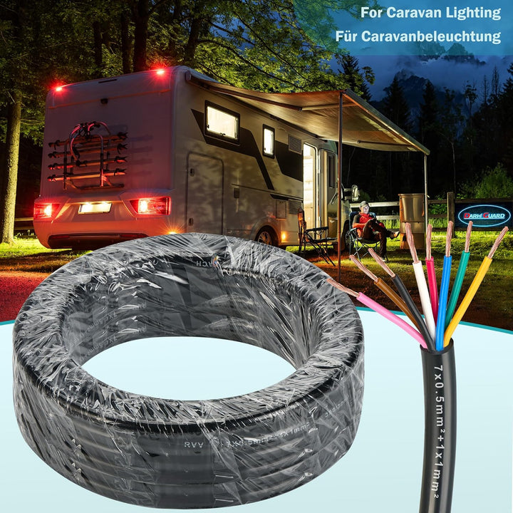 8 Pin Anhänger Kabel 8 Core 5M Abschleppkabel für Anhänger, 12V 24V Fahrzeugleitung 8 Adriges Kabel