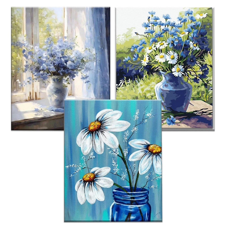 JATOK 3 Stück Malen Nach Zahlen Erwachsene, DIY Blumen Gemälde für Anfänger, Handgemalt Ölgemälde Le
