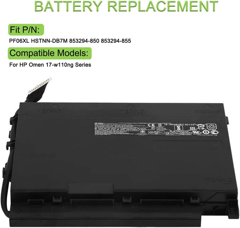 XITAIAN 11.55V 8300mAh 95.8Wh PF06XL Ersatz Laptop Akku für HP Omen 17-w110ng Series HSTNN-DB7M 8532