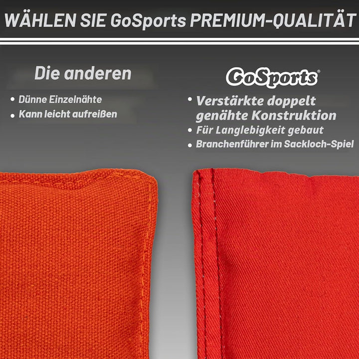 GoSports Cornhole-Wurfsäckchen, Set mit 4 Stück, Design gemäss Regelvorgaben, für jedes Wetter geeig
