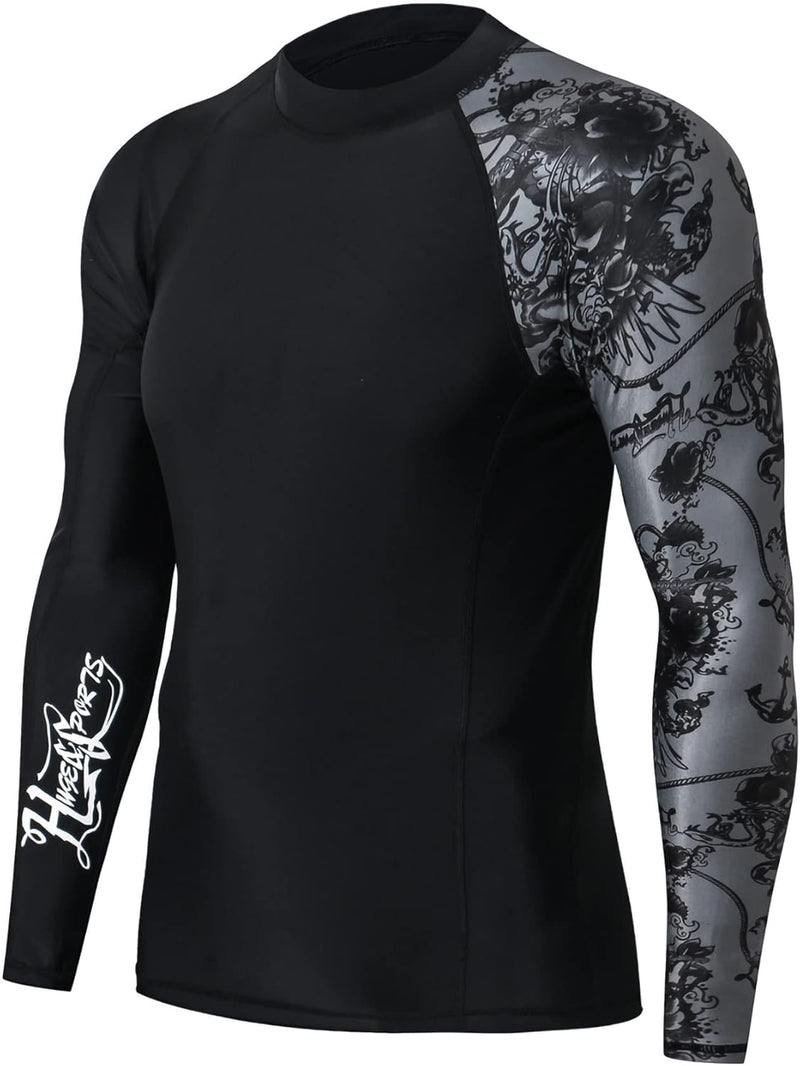 HUGE SPORTS Herren Spleiss Rashguard Langarm Rash Guard Shirt Langarmshirt alle Outdoor Aktivitäten