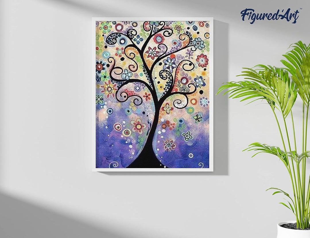 Figured'Art Diamond Painting Erwachsene 40x50cm Ganze Leinwand gerollt Baum des Lebens 5D Bilder Eck