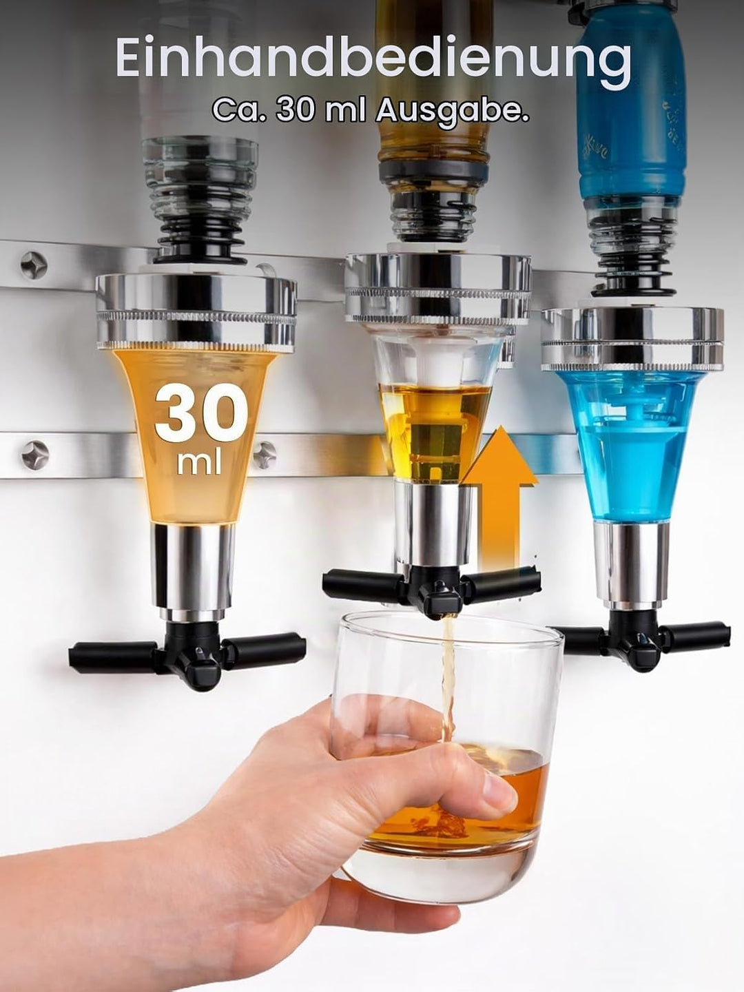 6-Fach Wandmontierter Schnapsspender 30 ml, Aluminiumlegierung Bar Butler Flaschenhalter, Höhenverst