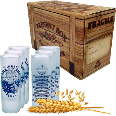 3forCologne Schnapsgläser 6,5cl | 6er Set | Nordsee Perle | Pinnchen, Shotgläser, Tequila, Vodka, Ob