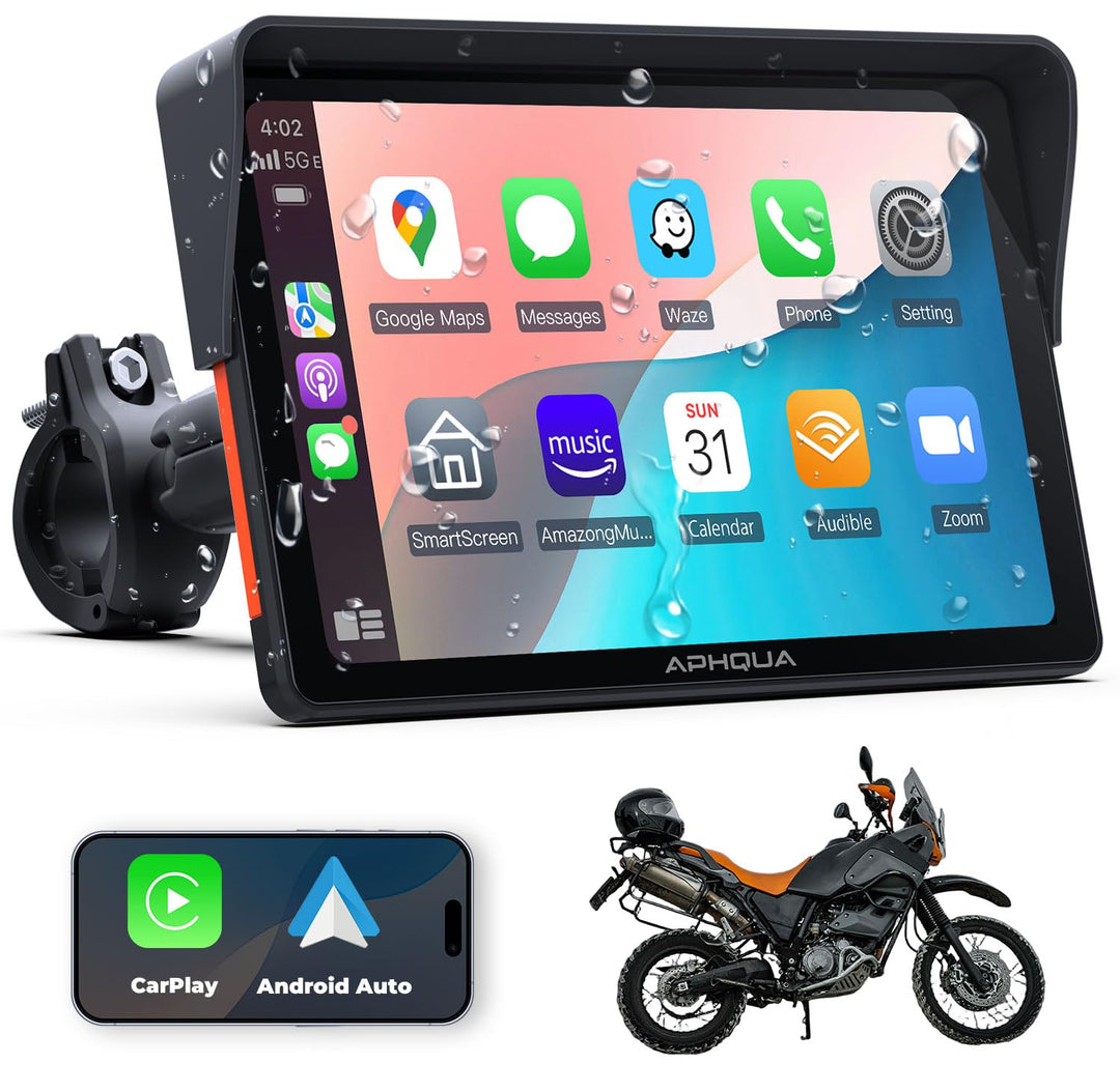 Kabelloses Carplay-Display für Motorrad, 7 Zoll wasserdichter Touchscreen, Tragbares CarPlay und And