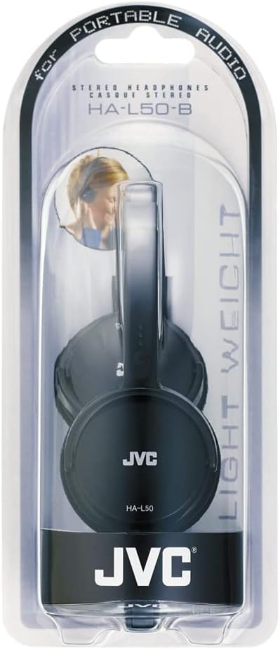JVC HA-L50-B-E extraleichter On-Ear Kopfhörer, faltbar (Schwarz) one size Offen, one size Offen
