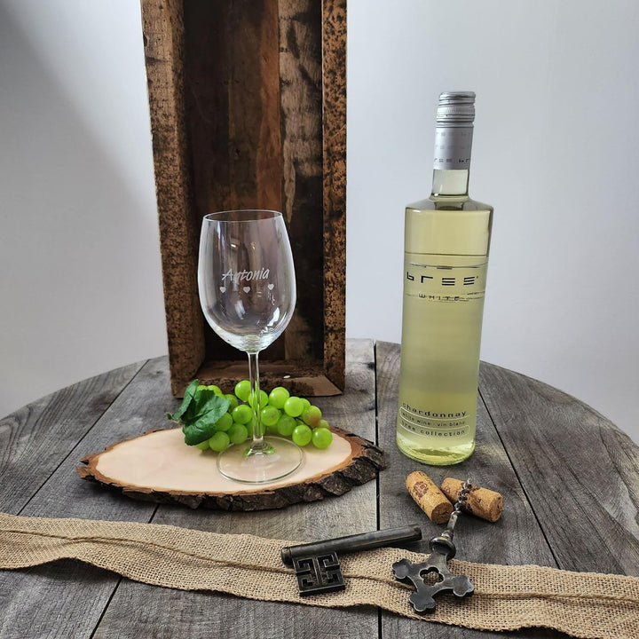 Geschenk zum Valentinstag – Wein Geschenksets – Weinglas mit Gravur 370ml – Geburtstagsgeschenke – G
