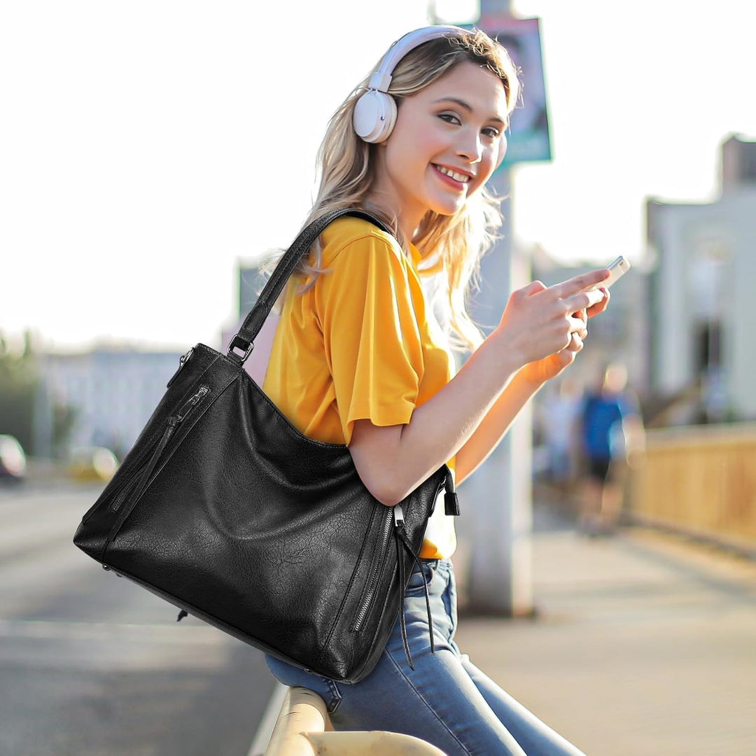 VINBAGGE Damen Handtasche Leder Henkeltasche Top Griff Tasche Vintage Weiches Umhängetasche Schulter