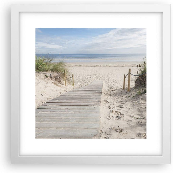 Wandposter Art Prints 30x30cm Poster Weissrahmen Strand Düne Eintritt Küche Wanddeko Bild Wand Kunst