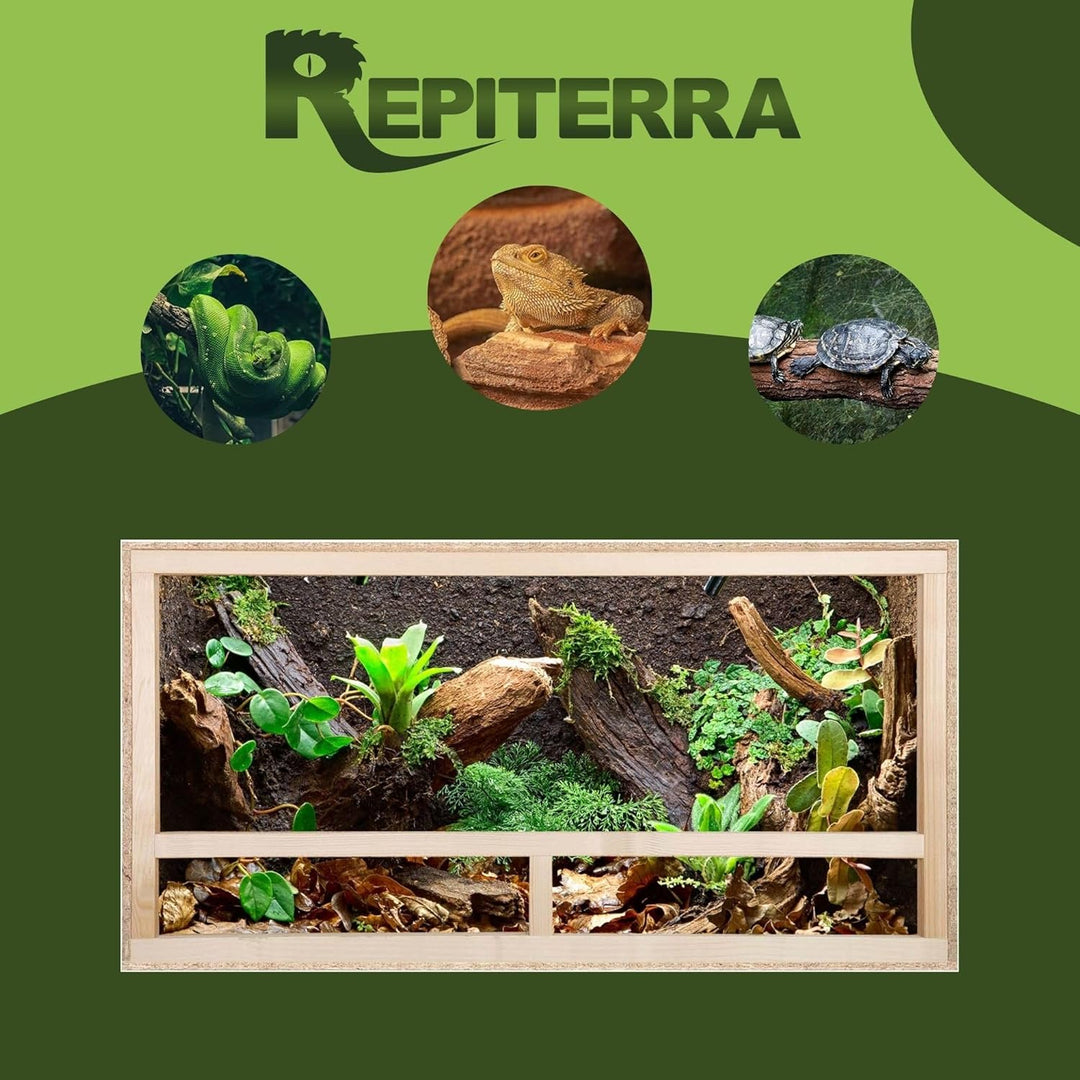 REPITERRA Terrarium für Reptilien & Amphibien, Holzterrarium mit Seitenbelüftung 60x30x30 cm