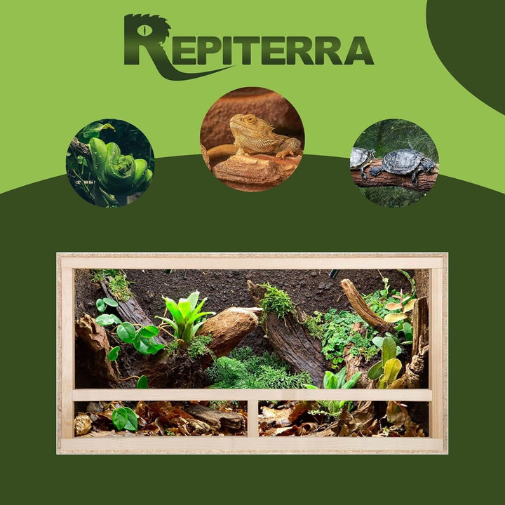 REPITERRA Terrarium für Reptilien & Amphibien, Holzterrarium mit Seitenbelüftung 60x30x30 cm