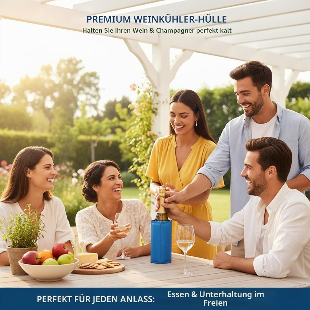 Ice Wine Sleeve Cooler - Universal Gel Cooled Bottle Holder for Red, White &amp; Champagne, Freestanding
