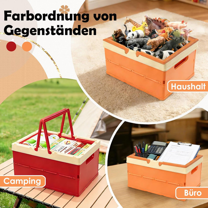 Aufbewahrungsbox Kinder, Spielzeugkiste mit Deckel, Klappbox 34,6 x 24,4 x 18,5 cm -Stabiler Aufbewa