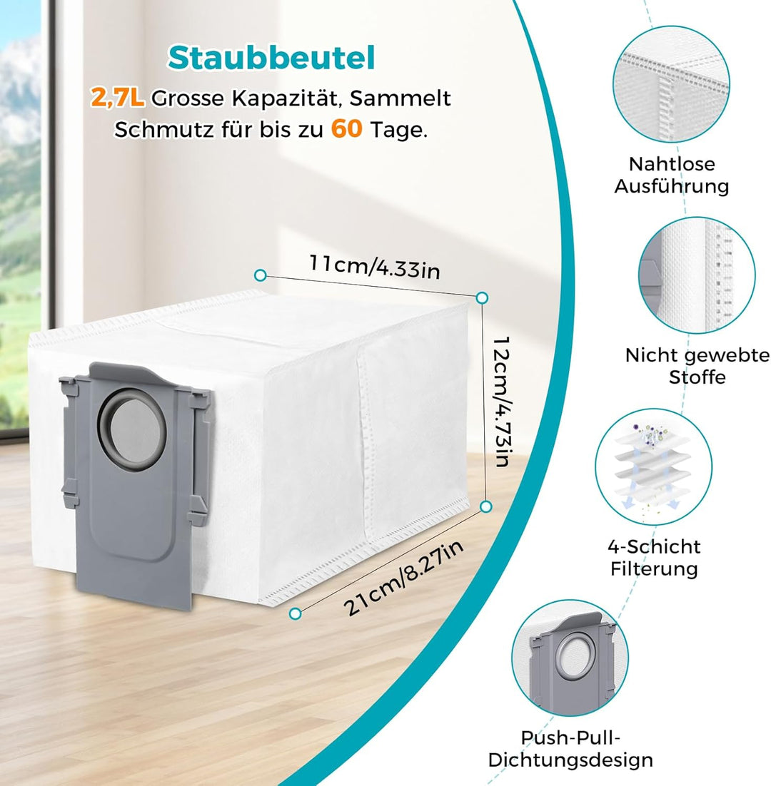 28 Stück Zubehör für Roborock QV 35A / QV 35S / Qrevo Serie/QR 598 / QR 798 Saugroboter, 2 Hauptbürs