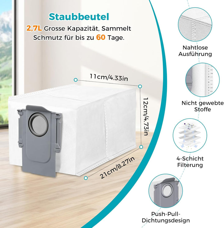 28 Stück Zubehör für Roborock QV 35A / QV 35S / Qrevo Serie/QR 598 / QR 798 Saugroboter, 2 Hauptbürs
