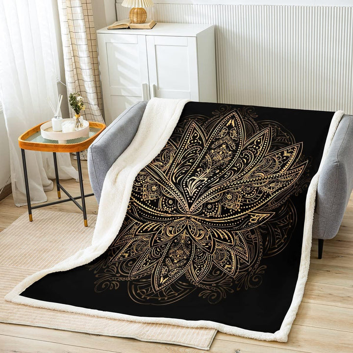 Loussiesd Boho Mandala Kuscheldecke 150x200cm Böhmische Dekorative Flanell Fleecedecke Hippie Mandal