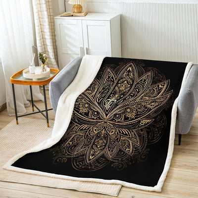 Loussiesd Boho Mandala Kuscheldecke 150x200cm Böhmische Dekorative Flanell Fleecedecke Hippie Mandal