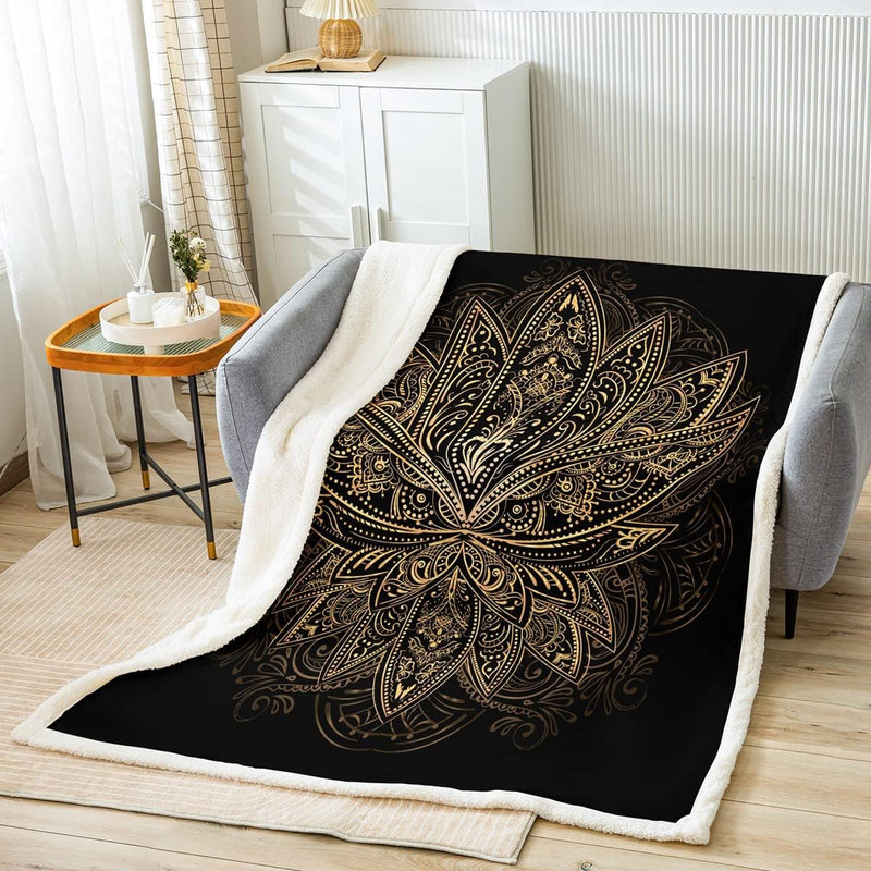 Loussiesd Boho Mandala Kuscheldecke 150x200cm Böhmische Dekorative Flanell Fleecedecke Hippie Mandal
