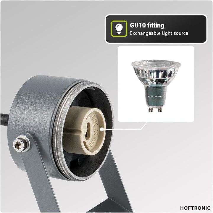 HOFTRONIC 9er Set Spikey LED Gartenstrahler Aluminium - IP65 Wasserdicht - GU10 Fassung - Dimmbar -
