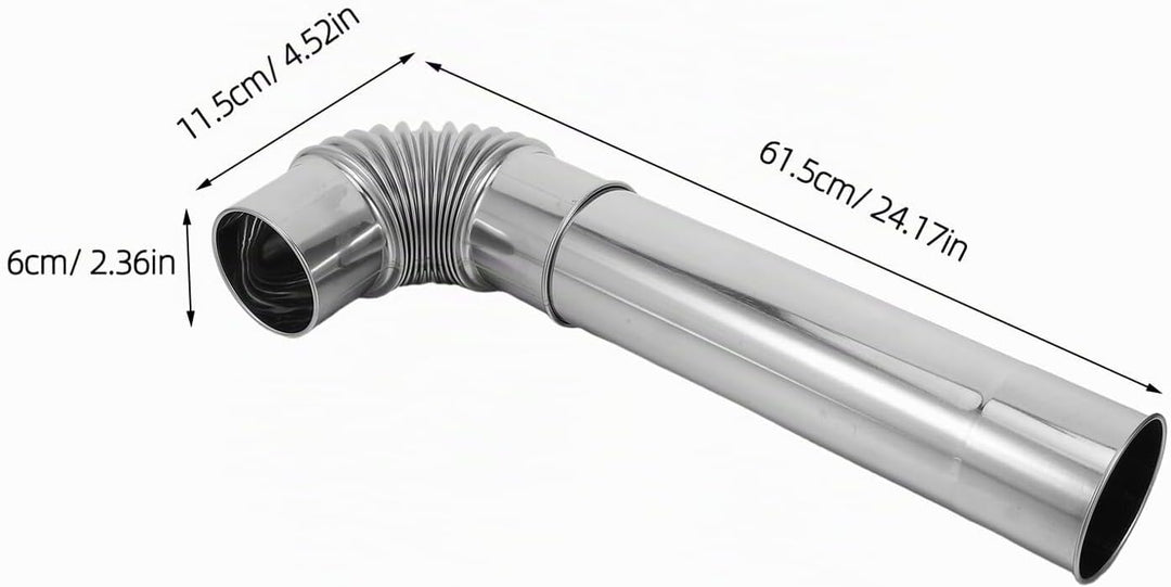 Edelstahl Ofenrohr Satz 60cm mit 90° Bogen Schornsteinverlängerung Ø 60mm für Zeltofen und Heizgerät