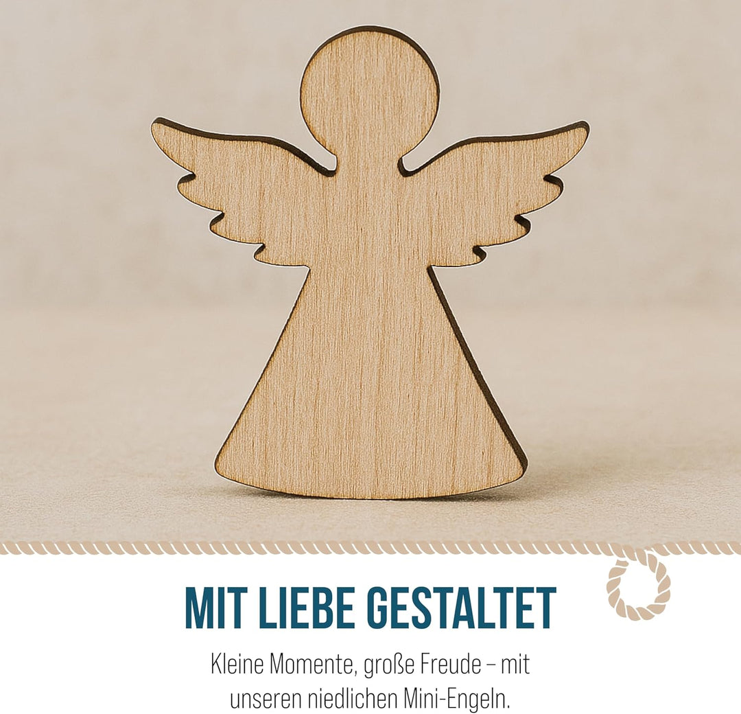 Logbuch-Verlag Engel Streudeko, 30 Stück: Mini Holzteile Set, Kleine Schutzengel aus Holz, Glücksbri