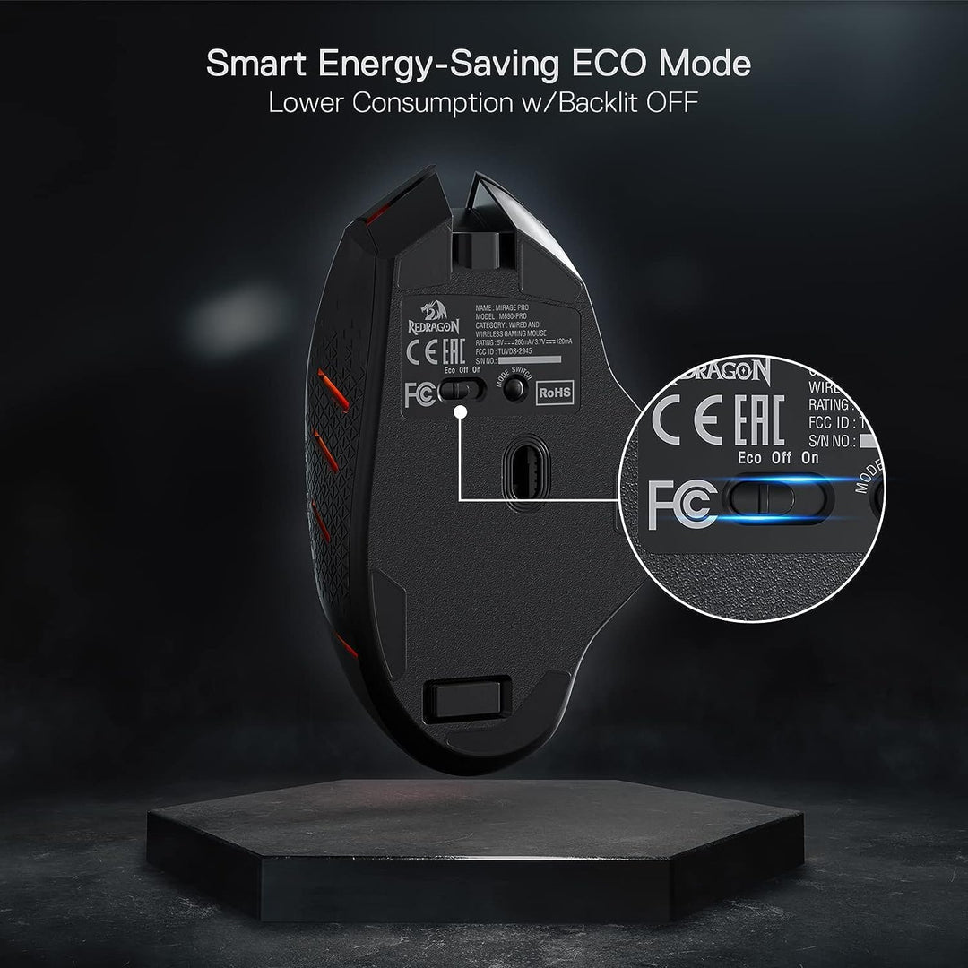 Redragon M690 PRO Kabellose Gaming-Maus, 8000 DPI kabelgebundene/kabellose Gaming-Maus mit Schnellfe