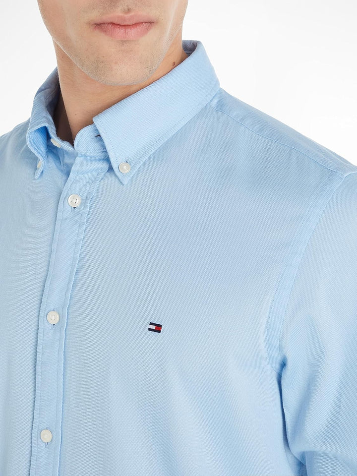 Tommy Hilfiger Herren Hemd Core Flex Dobby Langarm M Blau (Calm Blue), M Blau (Calm Blue)