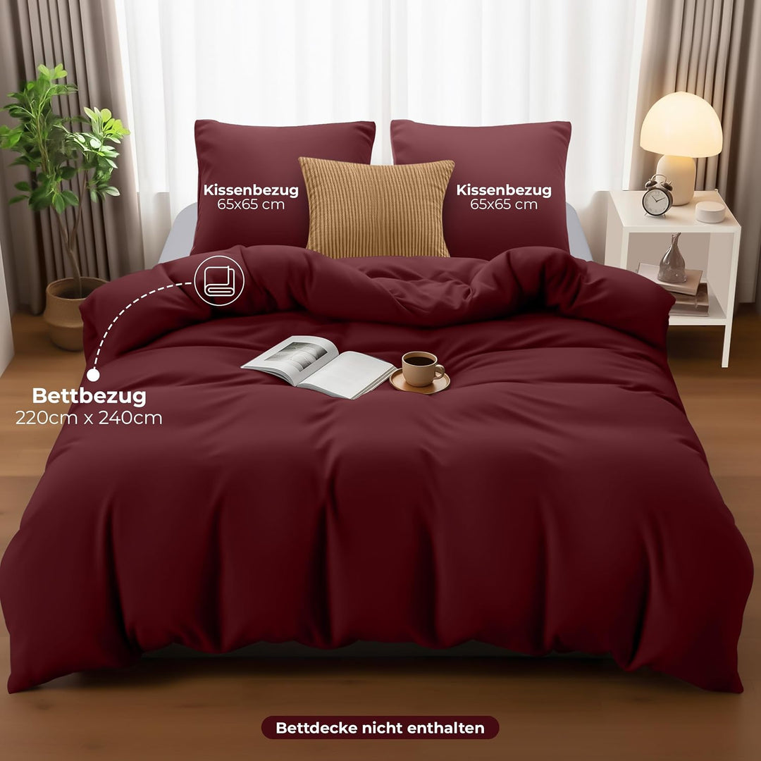 Utopia Bedding Bettwäsche 220x240 Set - Mikrofaser Bettbezug 240x220 cm + 2 Kissenbezüge 65x65 cm -