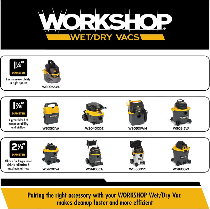 WORKSHOP Wet/Dry Vacs Vacuum Accessories WS25022A Extra langer Nass-/Trocken-Vakuumschlauch, 6,4 cm