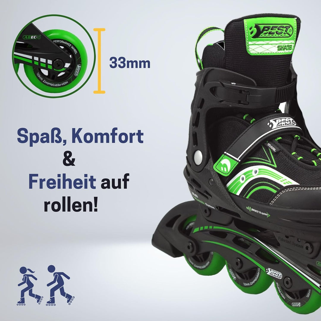 Best Sporting Inline Skates Kinder & Erwachsene I Rollschuhe grössenverstellbar I robuste Inliner mi