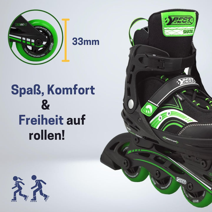 Best Sporting Inline Skates Kinder & Erwachsene I Rollschuhe grössenverstellbar I robuste Inliner mi