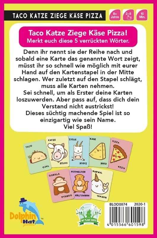 Asmodee | TOGGO Toys | Blue Orange | Taco Katze Ziege Käse Pizza | Partyspiel | Kartenspiel | 2-8 Sp