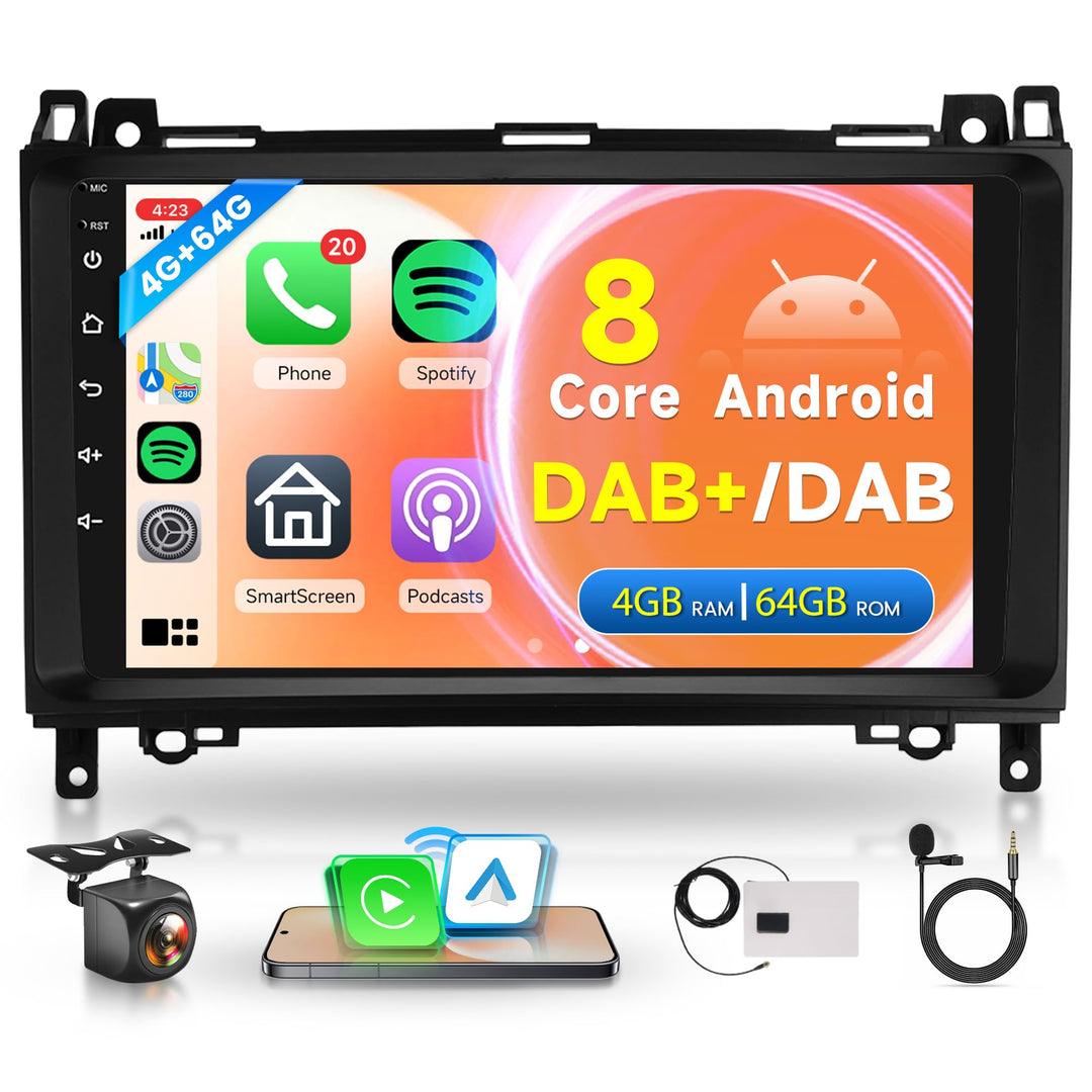 8 Core 4G+64G DAB+ Android Autoradio für Mercedes Benz A/B Class W169 W245 B200 W639 Vito Viano W906
