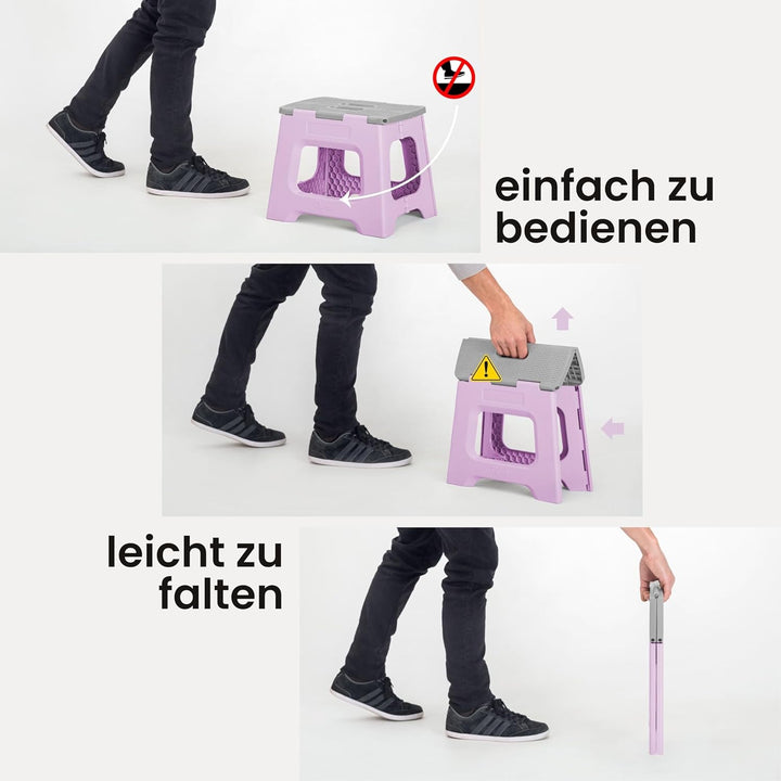 Vigar Kompakte Tritthocker Klappbar für Erwachsene, 32 cm, Klapphocker Faltbar 150 kg rutschfest, Le