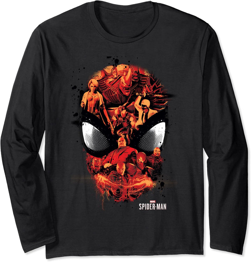 Marvel Spider-Man Villains Mask Mashup Langarmshirt