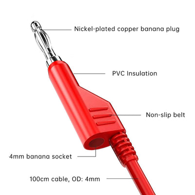 Cleqee 30 Stück Multimeter Messleitungen Set, doppelendig, Stapelbar 4 mm Bananenstecker Testleitung
