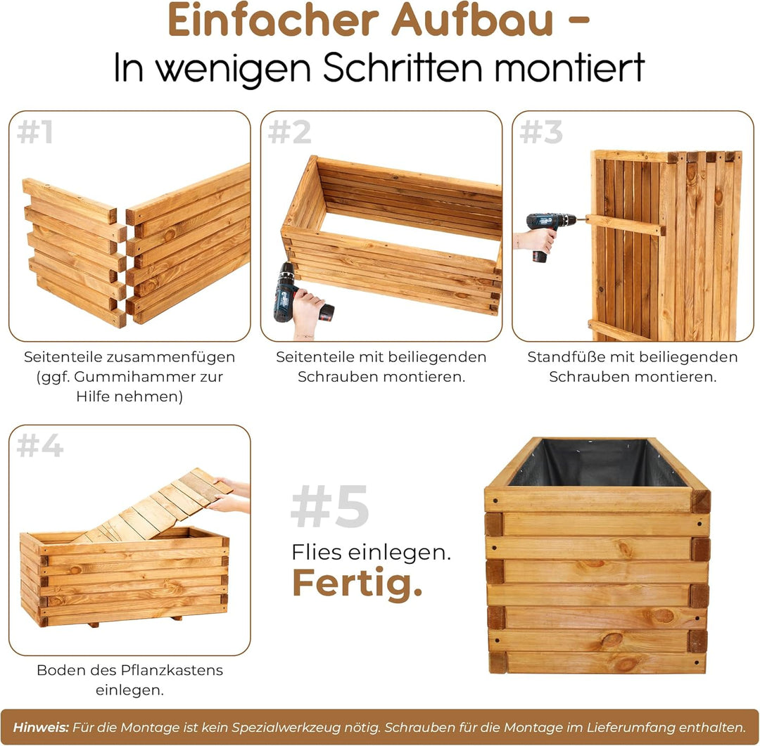 BooGardi Pflanzkasten aus Holz · in 10 Grössen · 90cm · Blumenkasten · Hochbeet · Garten Balkon Terr