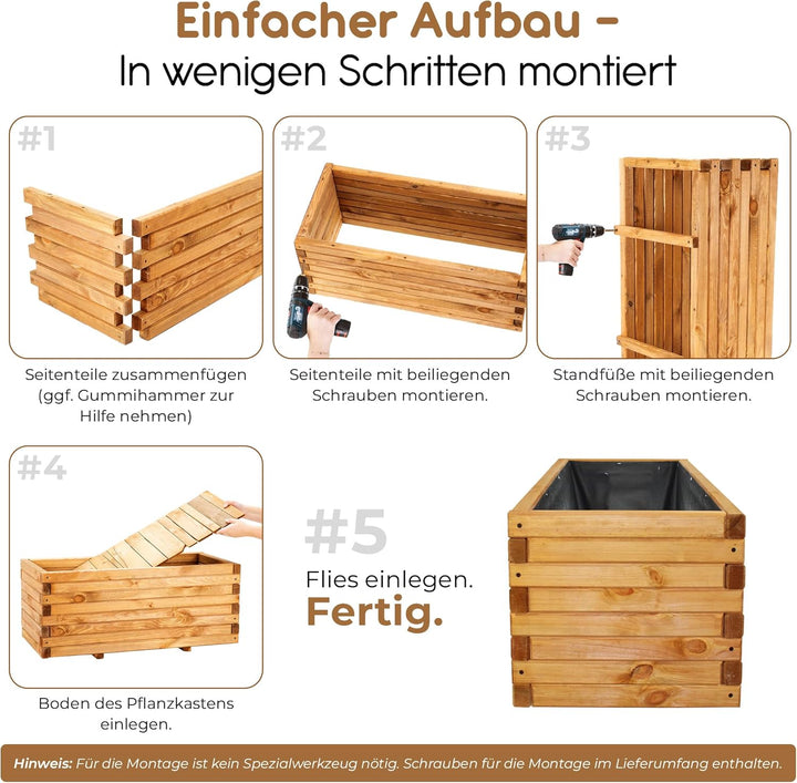 BooGardi Pflanzkasten aus Holz · in 10 Grössen · 90cm · Blumenkasten · Hochbeet · Garten Balkon Terr
