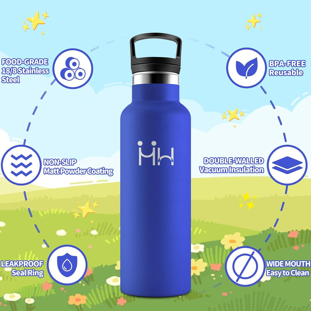 HoneyHolly Trinkflasche Edelstahl 500ML, BPA-Frei, Trinkflasche Kinder, Auslaufsichere Isolierflasch