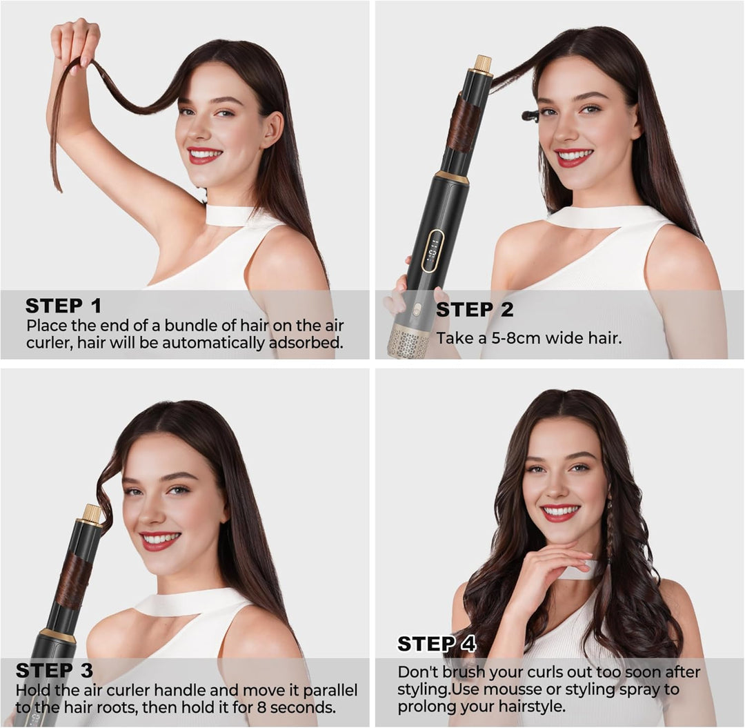 5-in-1 Warm Air Brush & Hairstyler Set, Multifunktions Haarstyler für Locken, Glätten & Volumen, LED